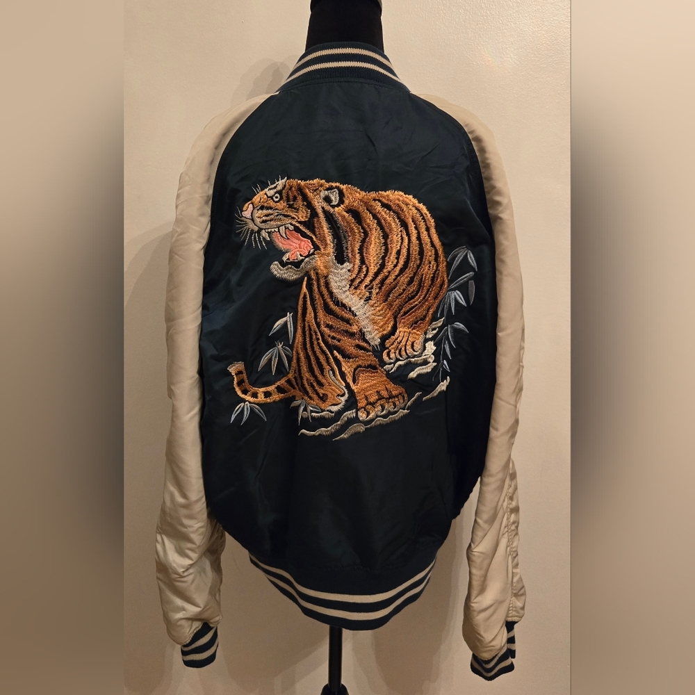 Alpha Industries LTD Edition Reversible Nylon Bomber Jacket Tiger Embroidery